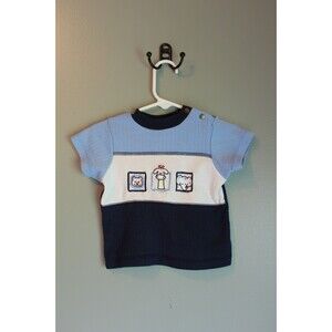 My Pal Boys Vintage Shirt 3-6M Embroidered Animal Chest Design Infant Top